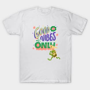 Good vibes - cute vintage anime frog T-Shirt